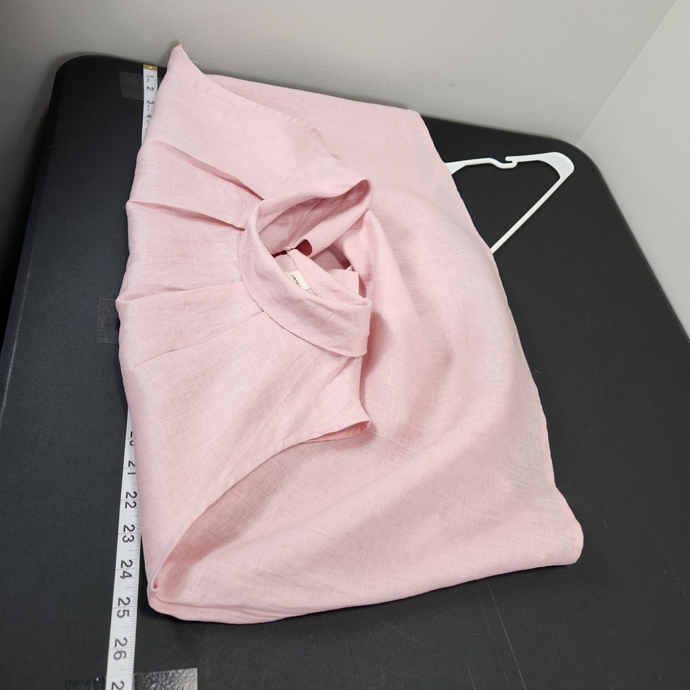 Lintico 100% Linen Sleeveless Pleated High Neck Split Back Blouse Pink XL NEW - Picture 6 of 8